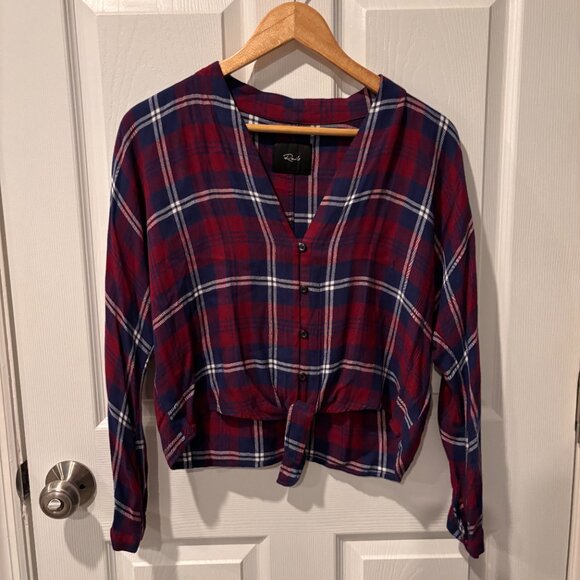 Anthropologie Rails Sloane Cropped Button Up Tie Front Blouse - Picture 7 of 7